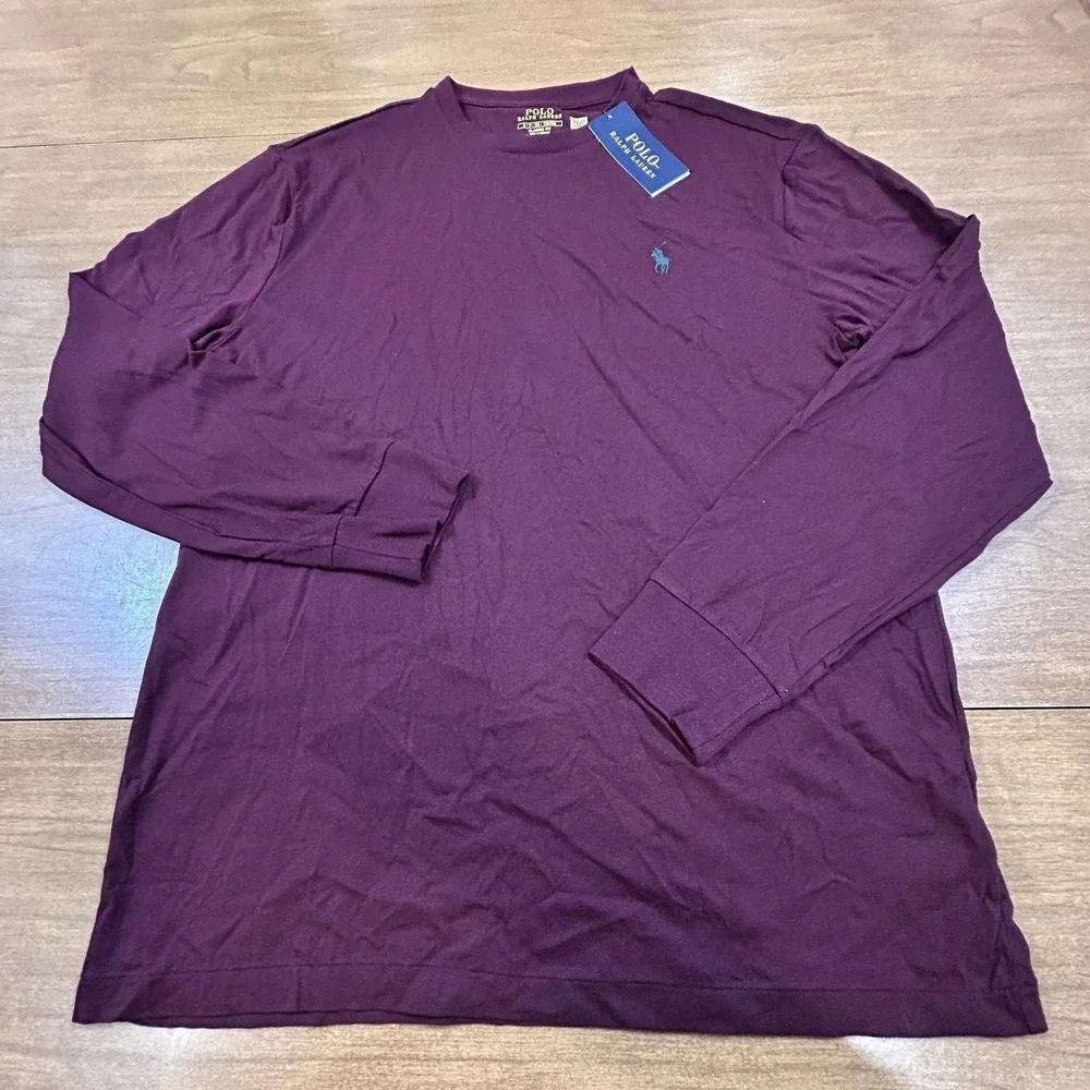 Polo Ralph Lauren Shirt Mens Small Purple Classic Fit Long Sleeve T-Shirt NEW